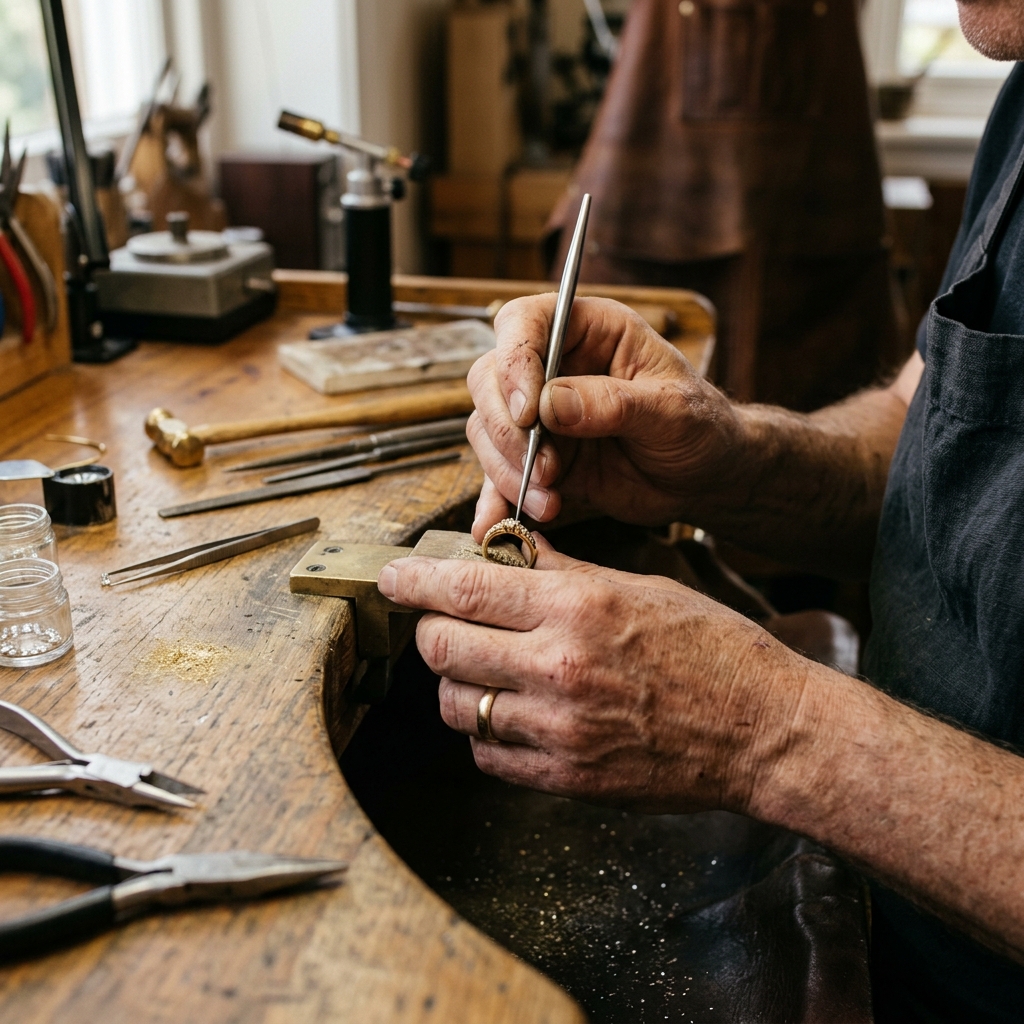 Artesano joyero trabajando